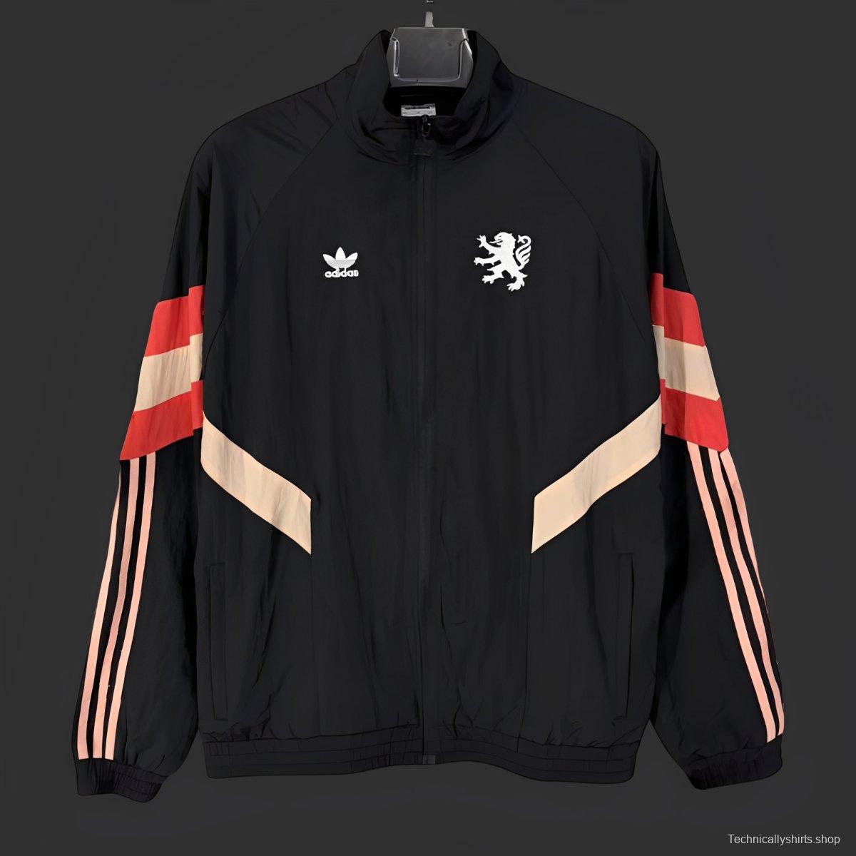 25/26 Manchester United Black/White Full Zipper Windbreaker