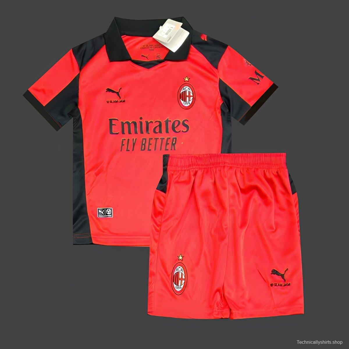 25/26 Kids AC Milan x Slam Jam Limited Edition Long Sleeve Red Forth Jersey
