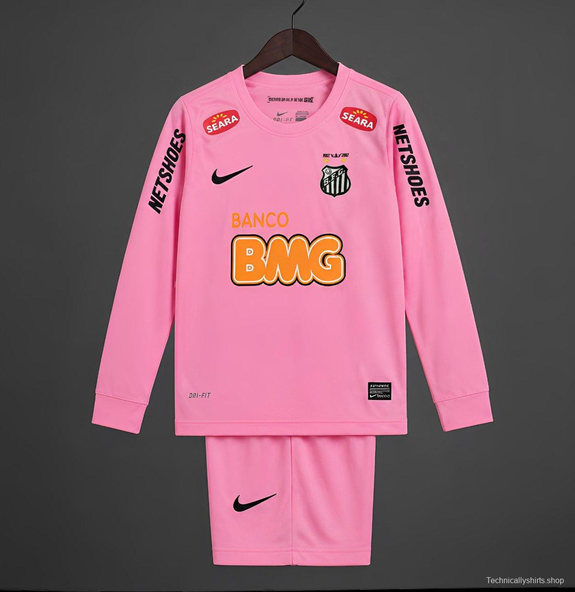 Retro 12/13 Kids Santos Away Pink Long Sleeve Jersey