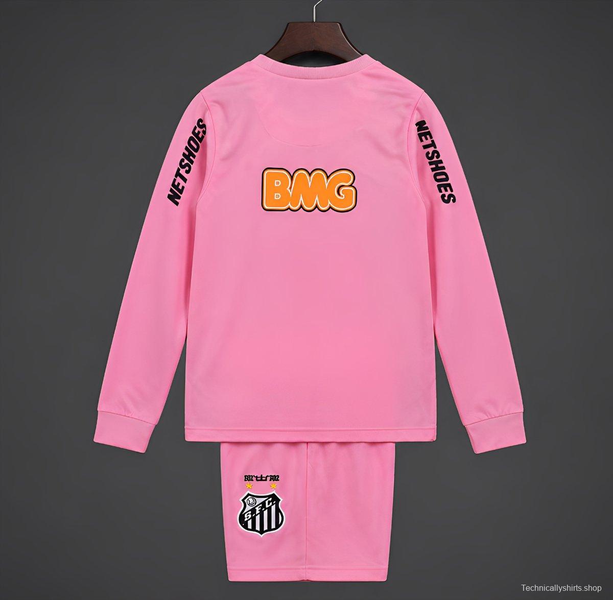 Retro 12/13 Kids Santos Away Pink Long Sleeve Jersey