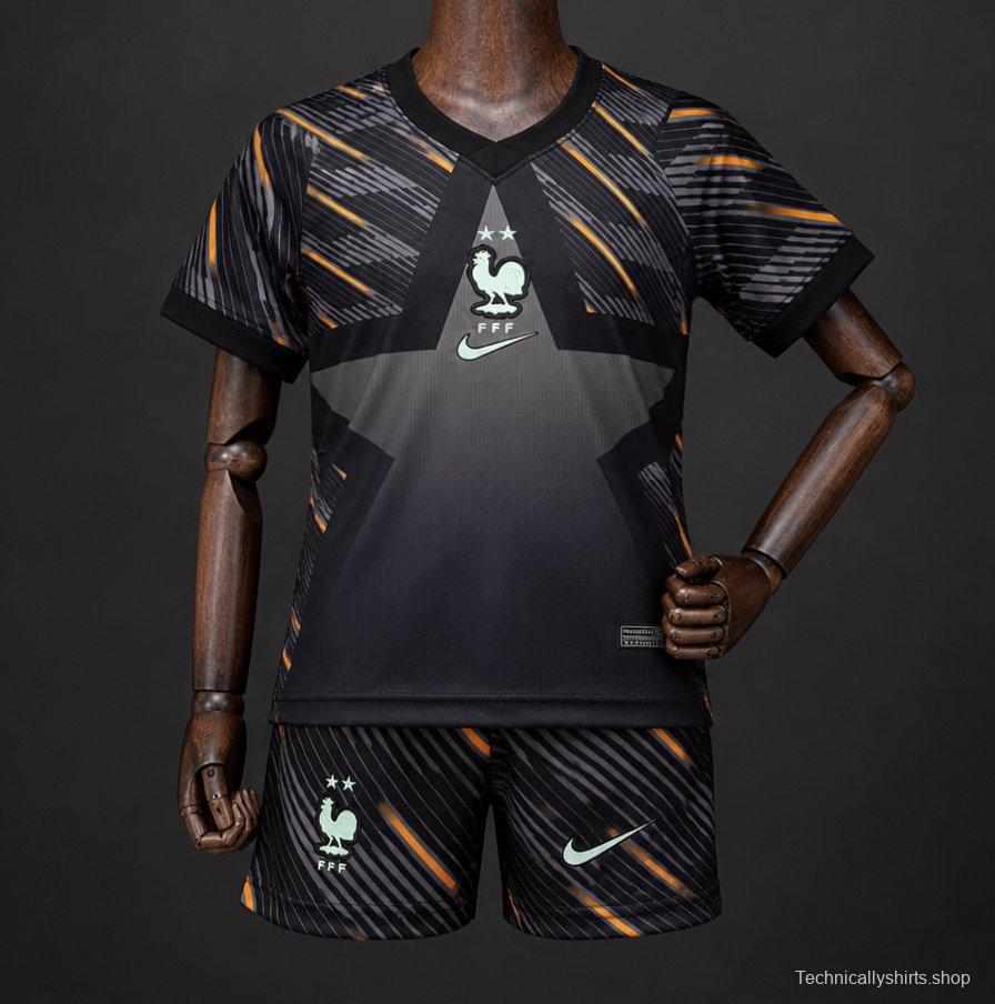 2026 Kids France Black with Orange  Away Jersey