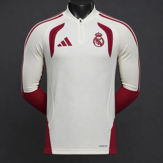 Player Version 26/27 Real Madrid CF White Red  Long Sleeve Jersey