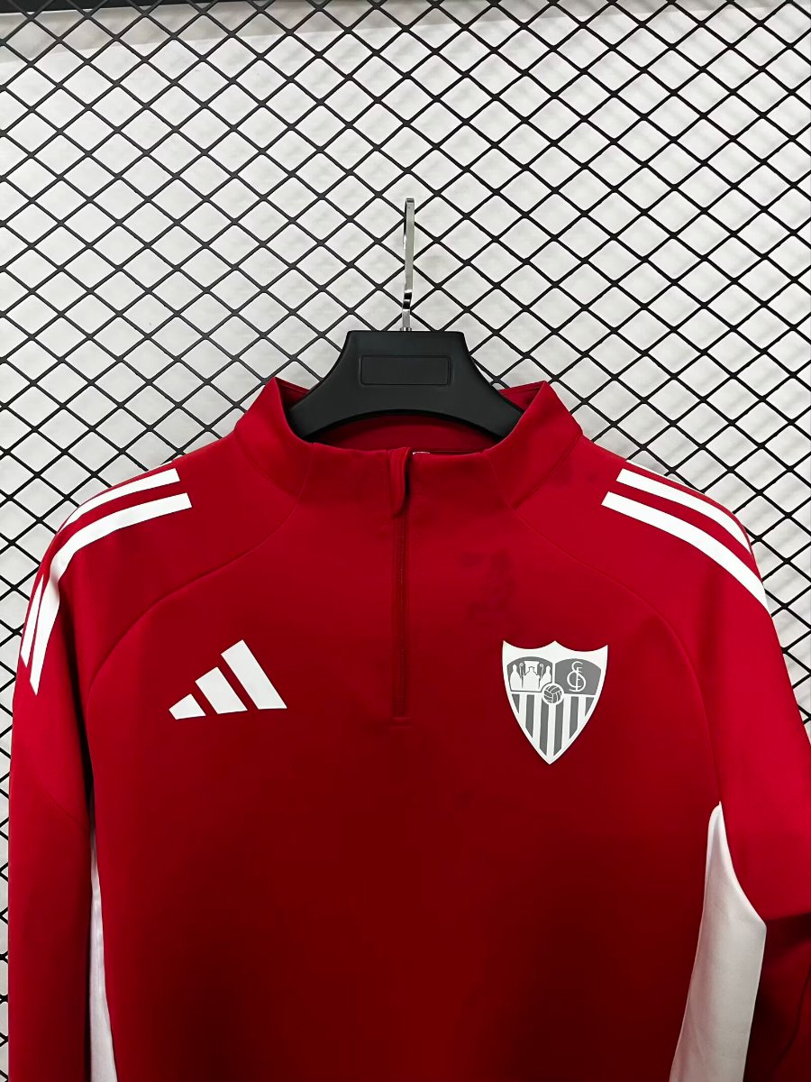 25/26 Sevilla FC Red Long Sleeve Half-Zip Training Top