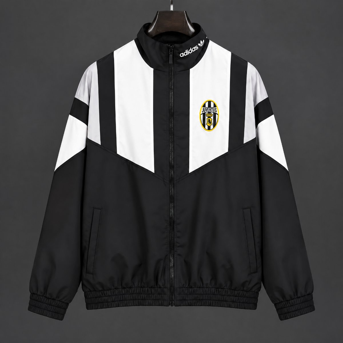 26/27 Juventus EQT Black White Full Zipper Windbreaker