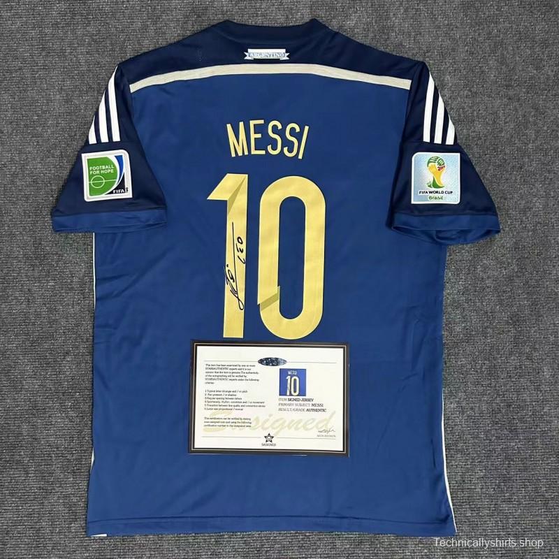 Leo Messi 2014 World Cup Signature Shirt All Full Patches + COA